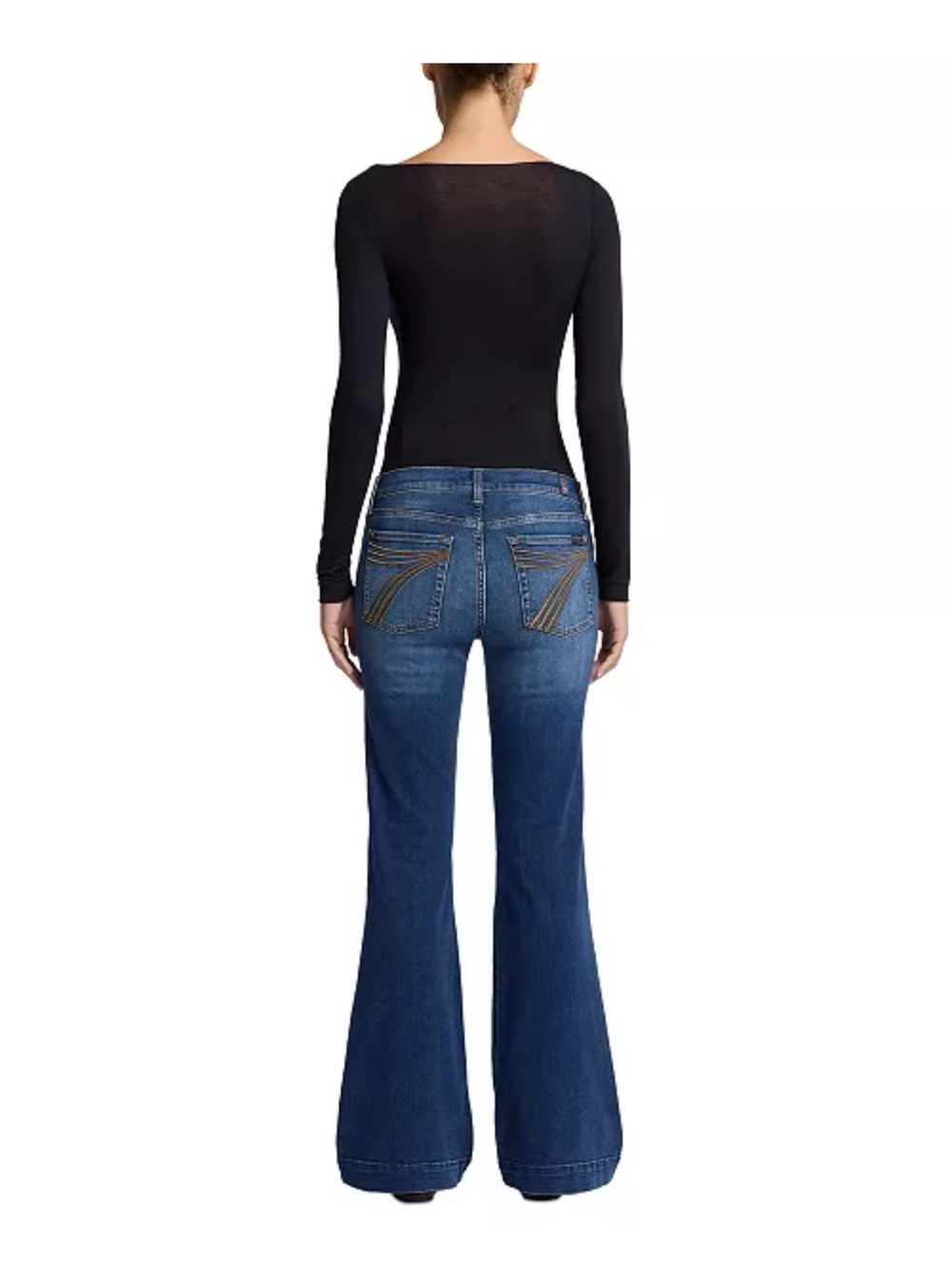 7 For All Mankind High-Rise Flared Jeans in Medium Blue